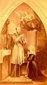 Franz von Sales spendet in Genf die Kommunion an Anne Jacqueline Coste, die später Heimsuchungsschwester werden wird. Bildchen aus Brasilien, das Original hängt in der Kirche Sacré-Coeur in Genf, Schweiz.