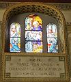 Franz von Sales übergibt Johanna Franziska von Chantal die Ordensregeln, Glasfenster in der Pfarrkirche Plaffeien, Schweiz