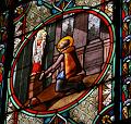 Franz von Sales erlebt als Student in Paris erhält am 20. November 1578 bereits als 12-jähriger in Annecy die1586/87 eine Glaubenskrise. Glasfenster in der Alten Pfarrkirche Franz von Sales in Paris, Frankreich (Ausschnitt).