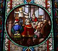 Nach Weihnachten 1593 hält Franz von Sales seine Antrittsrede als Domprobst von Annecy. Glasfenster in der Alten Pfarrkirche Franz von Sales in Paris, Frankreich (Ausschnitt).