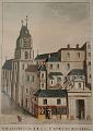 Die Kirche St. Etienne des Grés in Paris, in der Franz von Sales vor der schwarzen Madonna seine Krise überwand. Die Kirche wurde in der französischen Revolution zerstört. Zeichnung im Haus der Galerie in Annecy, Frankreich